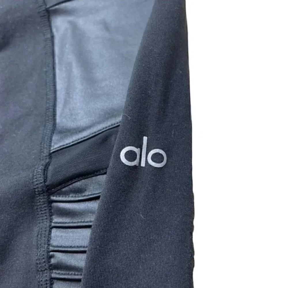 Alo Yoga Moto Leggings XXS Yoga Athleisure Activewear Athletic Workout Gym Black